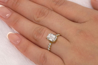 Emerald Cut Engagement Ring With Pavé Hidden Halo
